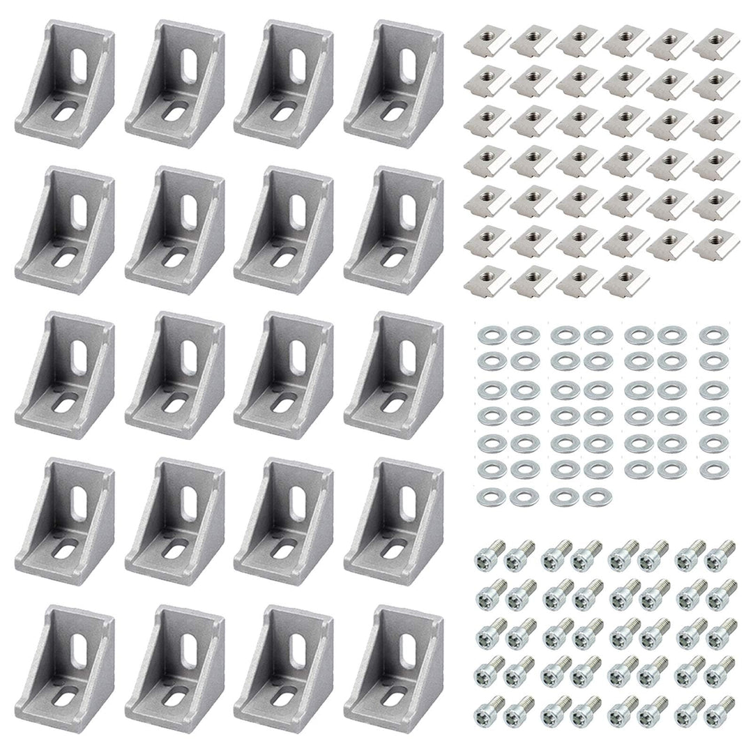 EYPINS Befestigungsmaterial Winkel, 20X Winkelverbinder Winkel Befestigung Nut 8 Raster Streben Alup