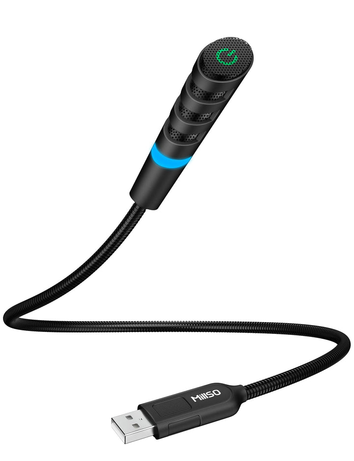 MillSO USB Computer Mikrofon mit Schwanenhalsdesign, Vielseitige Touch-Tasten und LED Anzeiger für P
