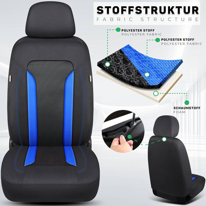 Schonbezüge Sitzbezüge für Ford Galaxy 2 WA6 Bj 2006-14 in Schwarz/Blau TF1