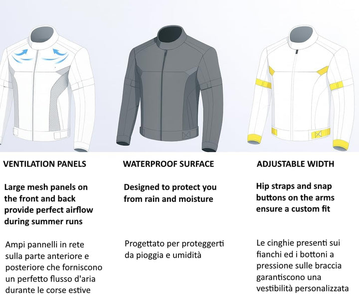 BI ESSE Jacke aus Stoff für Motorrad, Scooter, Reisen, belüftet, Blau XS Blau, XS Blau