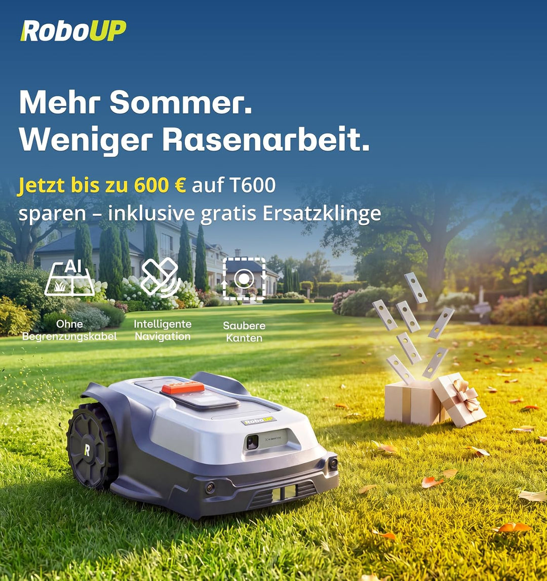 Mähroboter ohne Begrenzungskabel T600, Max. 800㎡, Automatische Kartierung, Kartenerweitern ohne Neum