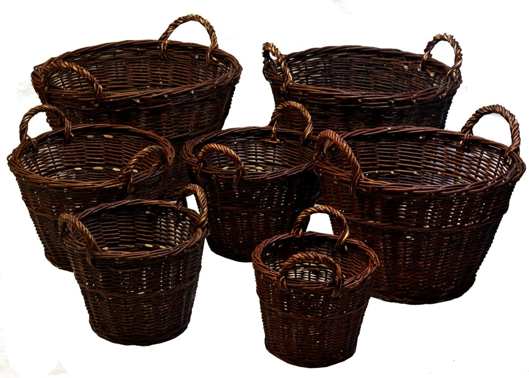 7 Grössen WIKLER Gartenkorb Kartoffelkorb Kaminkorb Holzkorb Weide Kiepe Erntkorb Füllkorb (Ø50cm),