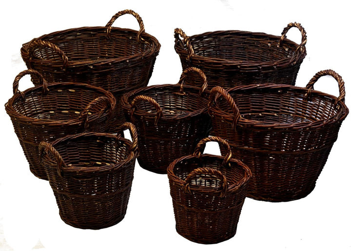 7 Grössen WIKLER Gartenkorb Kartoffelkorb Kaminkorb Holzkorb Weide Kiepe Erntkorb Füllkorb (Ø50cm),