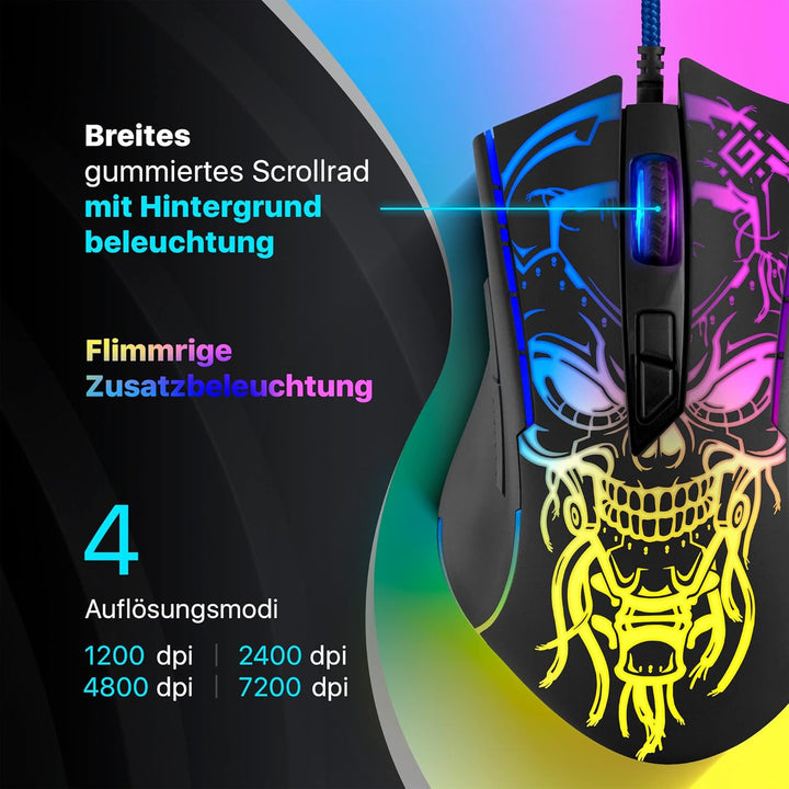 Defender Bulletstorm GM-928 Kabelgebundene Gaming-Maus, ergonomische Maus mit optischem Sensor, 7 Ta