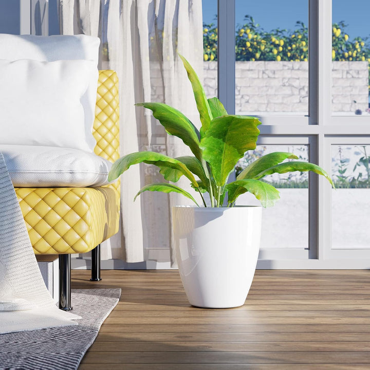 QCQHDU Blumentöpfe Set mit 2 Stück, Ø 25 x H 28cm Blumentopf für Innen- und Aussenpflanzen mit Entwä