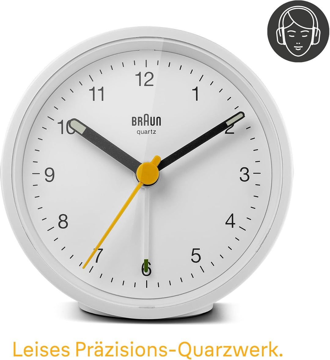 Braun Klassischer analoger Wecker mit Schlummerfunktion und Licht, ruhiges Quarzuhrwerk, Crescendo-A
