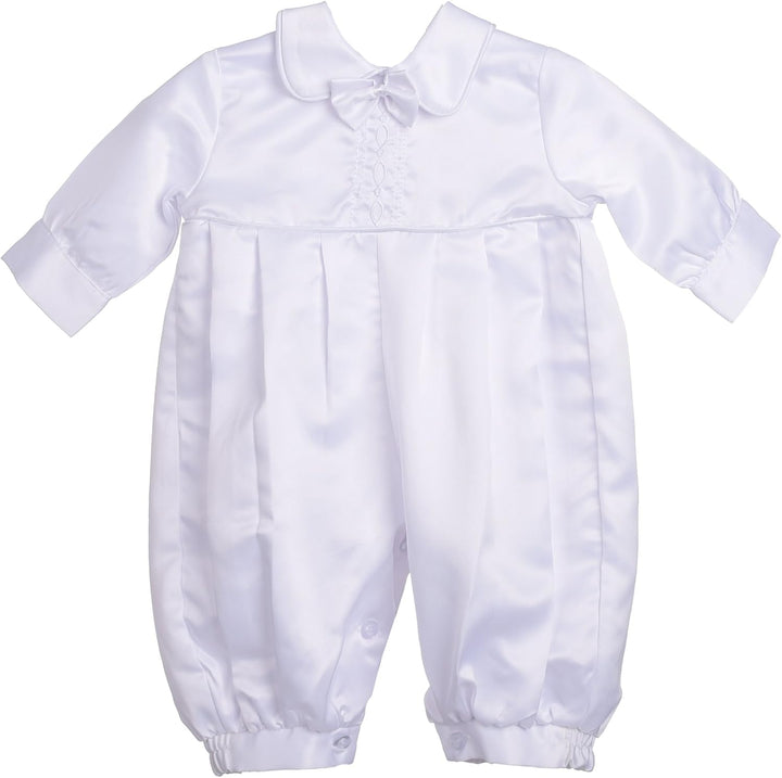 Lito Angels Satin Taufkleidung Taufanzug mit Hut für Baby Junge, Taufe Strampler Body Weiss Anzug, G