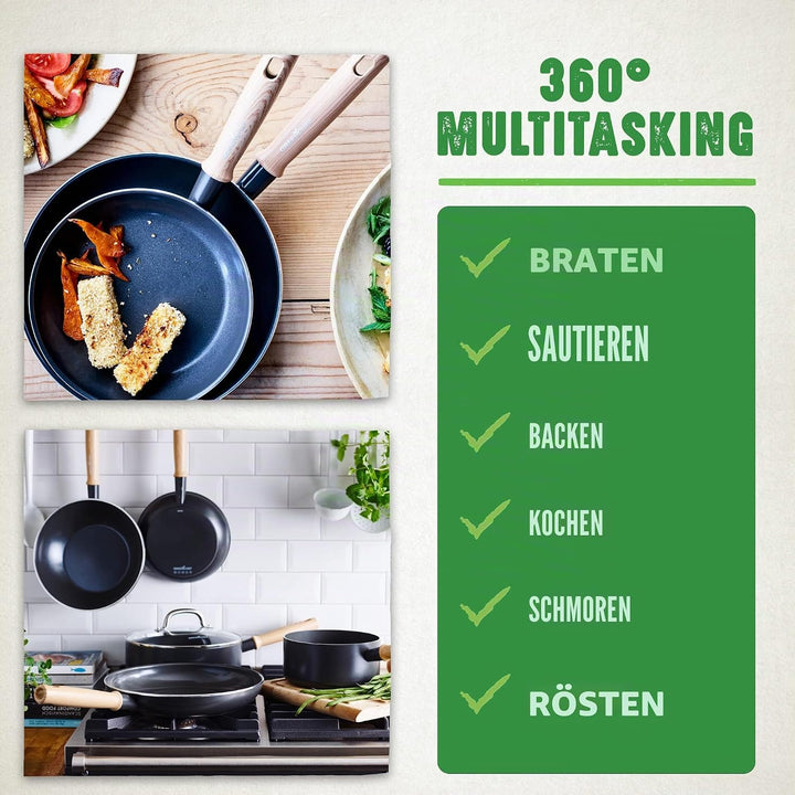 GreenChef Vintage Gesunde Keramische Antihaftbeschichtung, 20cm/3,1 Liter Stielkasserole, Griff in H
