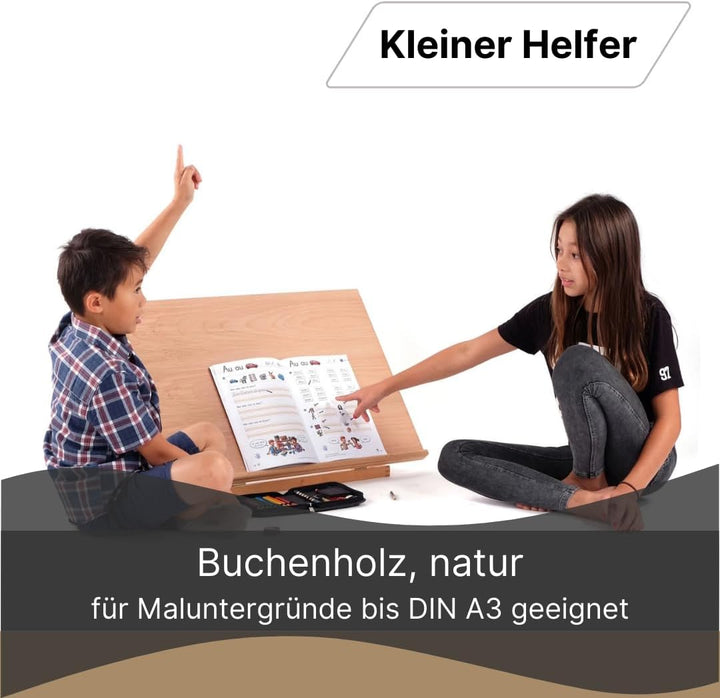 ZEICHENTISCH Workstation | Buchenholz | Zeichenplatte, Zeichenbrett, Tischstaffelei für Malvorlagen