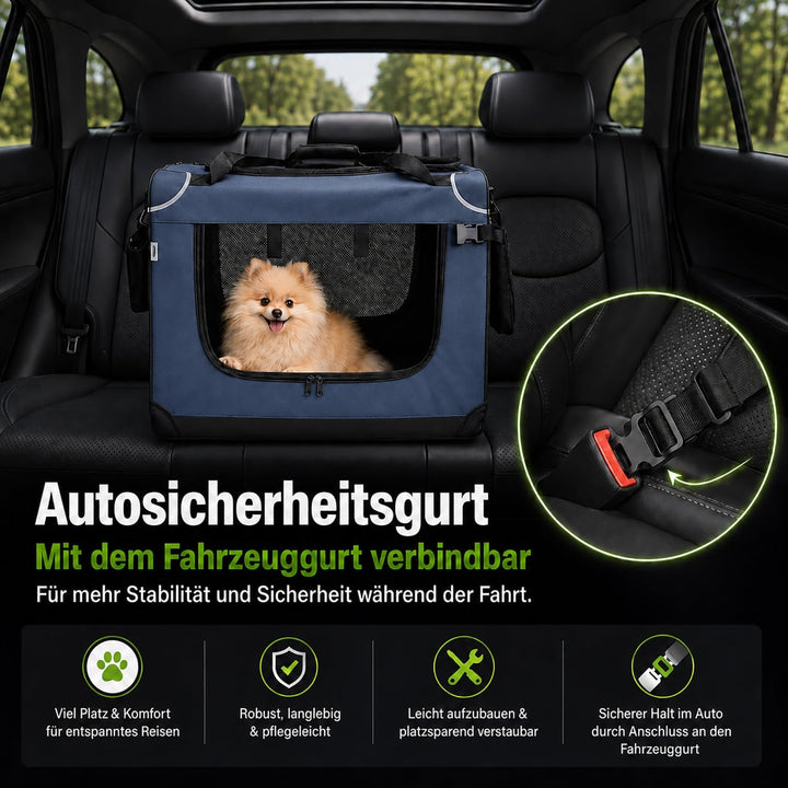 Zedelmaier Hundebox Faltbar Hundetransportbox Auto robust Transportbox für Hund &amp; Katze Gross Hundet