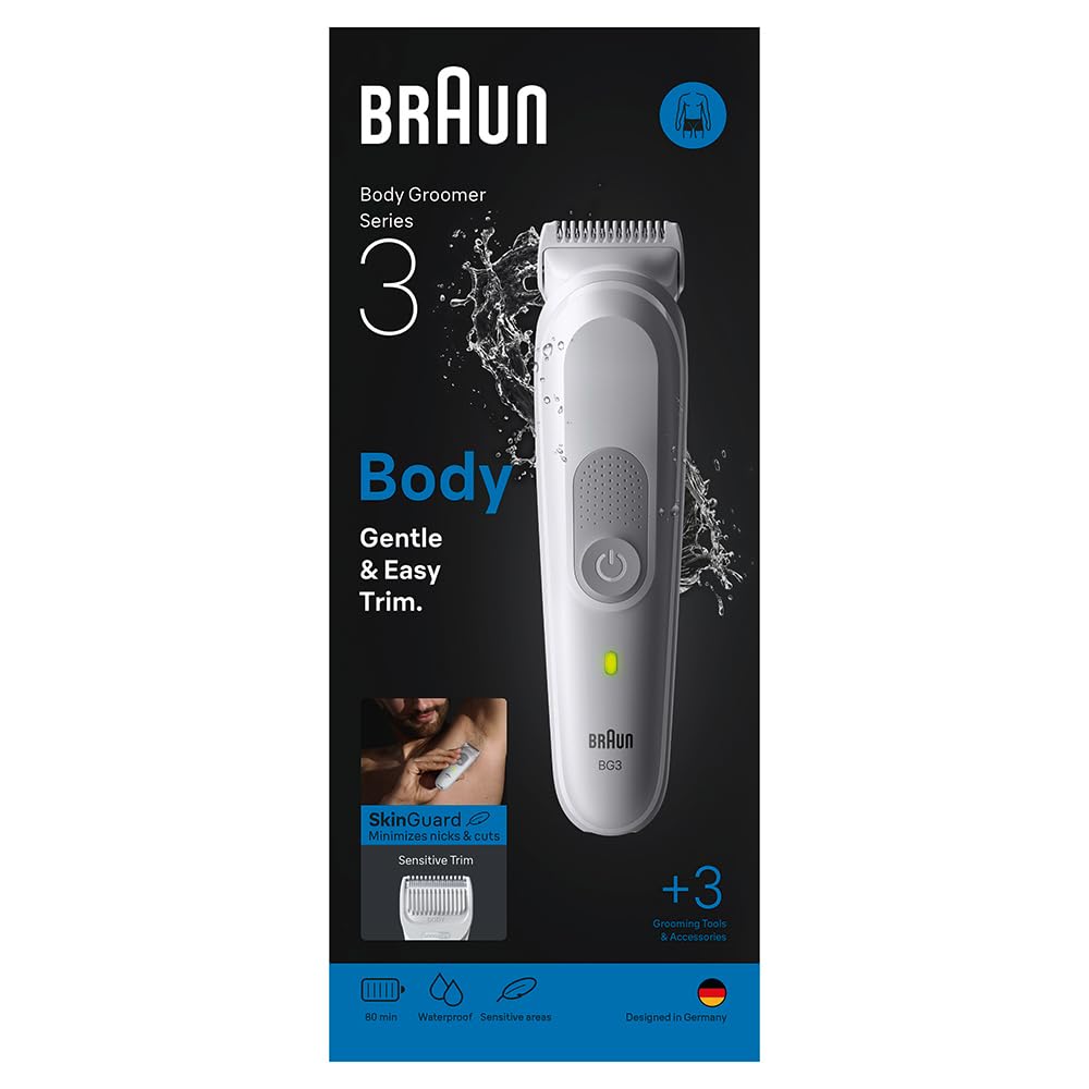 Braun Series 3 Körpertrimmer, +3 Pflegeutensilien, mit SkinGuard Technologie, 80 Minuten Aktionszeit
