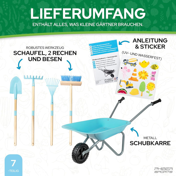 Schubkarre Kinder + Gartenwerkzeug Kinder aus Metall - Kinderschubkarre mit Gartenwerkzeug: Schaufel