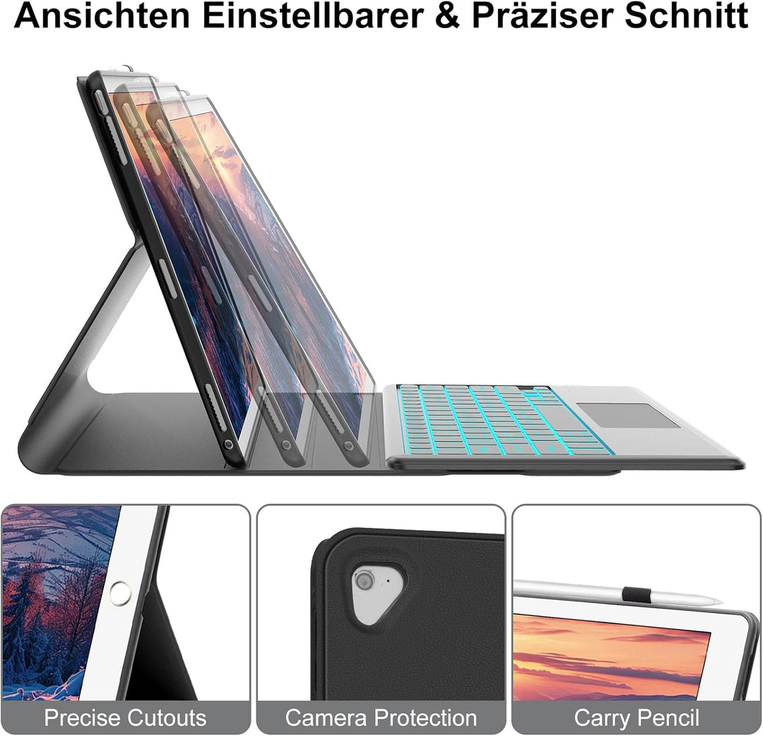 FOGARI Tastatur Hülle für iPad Pro 12.9 1./2. Generation, Tastatur für iPad Pro 12.9 2017/2015, Trac