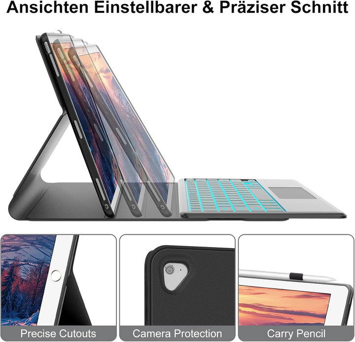FOGARI Tastatur Hülle für iPad Pro 12.9 1./2. Generation, Tastatur für iPad Pro 12.9 2017/2015, Trac