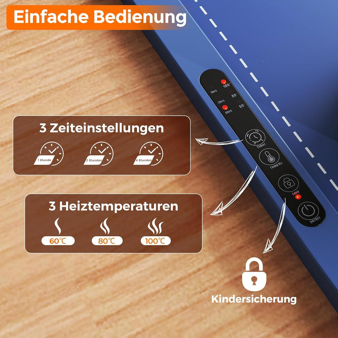 COSTWAY Elektrische Wärmematte Silikon für Lebensmittel, Rollbare Warmhalteplatte, Speisewärmer mit