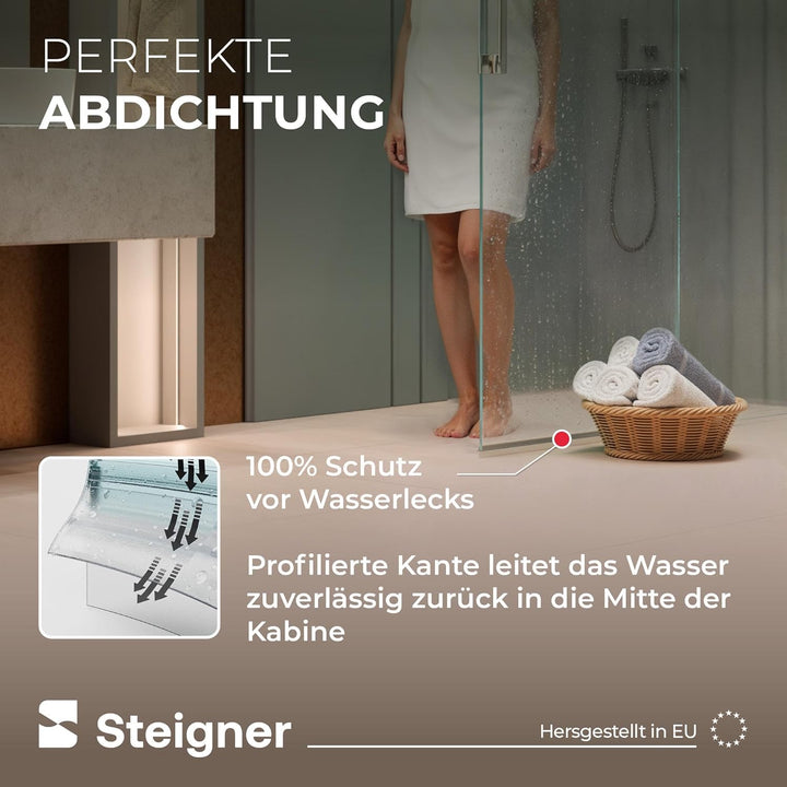 STEIGNER Duschdichtung, 120cm, Glasstärke 6/7/ 8 mm, Gerade PVC Ersatzdichtung für Dusche, UK55 UK55