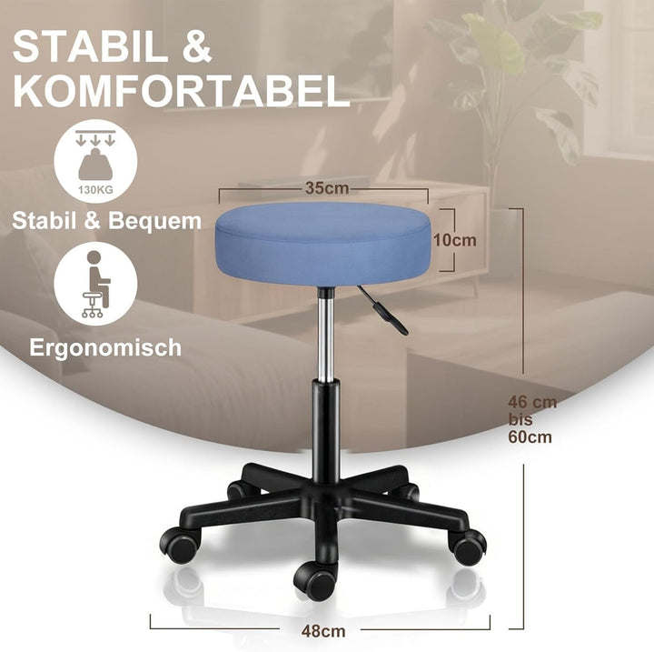Zedelmaier Rollhocker höhenverstellbar, Bürohocker mit Gummirollen, 360° drehbar Hocker mit Rollen &