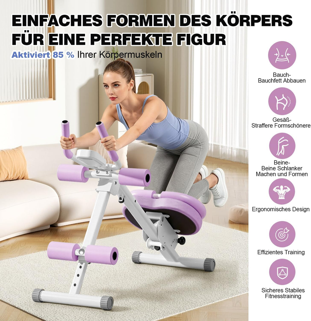 Bauchtrainer für Zuhause, Verstellbares&amp;Klappbar Bauchmuskeltrainer Basis Rückenlehne-Lila, Basis Rü