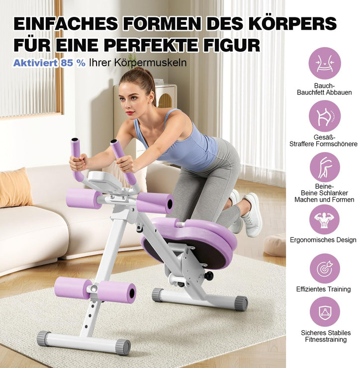 Bauchtrainer für Zuhause, Verstellbares&amp;Klappbar Bauchmuskeltrainer Basis Rückenlehne-Lila, Basis Rü
