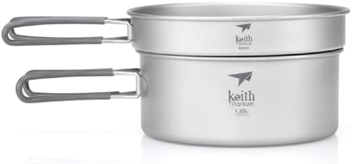 Keith Unisex-Adult 2-Piece Titanium Pot and PAN Cook Set, Grey, One Size