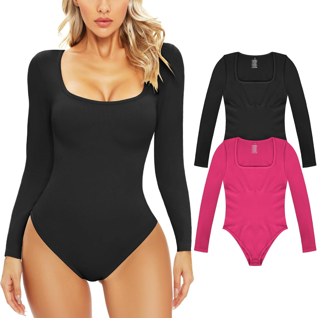 Svanco Body Damen Langarm Bodysuit Bauchweg Formende Shaping Body Shaper für Frauen Elegant Slimming