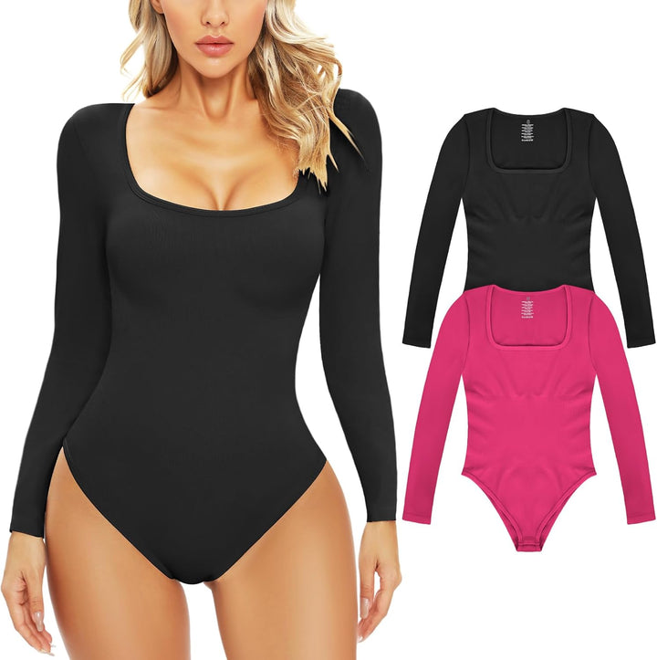 Svanco Body Damen Langarm Bodysuit Bauchweg Formende Shaping Body Shaper für Frauen Elegant Slimming