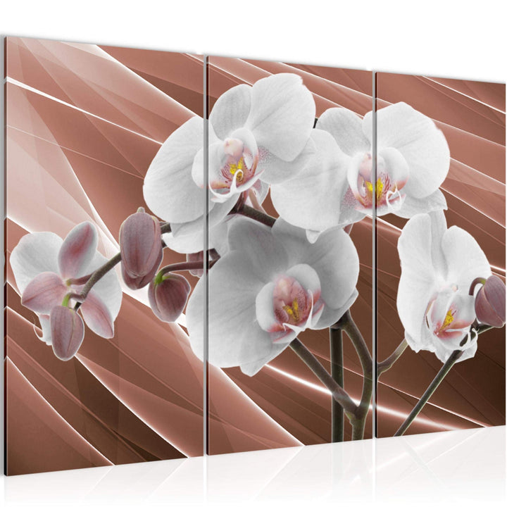 Runa Art Wandbilder Blumen Orchidee Bild XXL Wohnzimmer Schlafzimmer Beige Braun Abstrakt 120 x 80 c