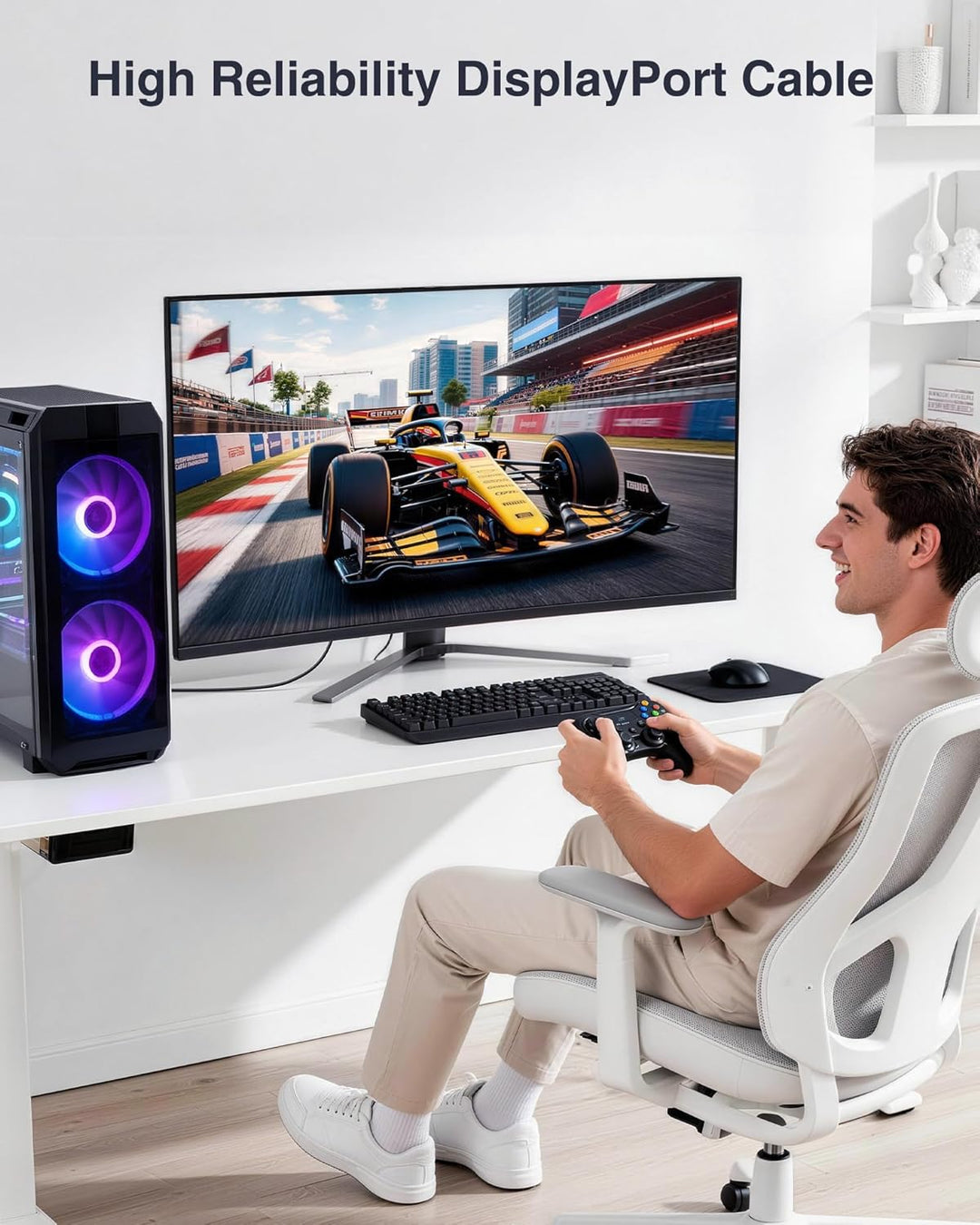 10K 8K 4K DisplayPort 2.1 Kabel 54Gbps 5M, VESA Zertifiziertes DP zu DP Kabel 4K 240Hz 165Hz 144Hz 1