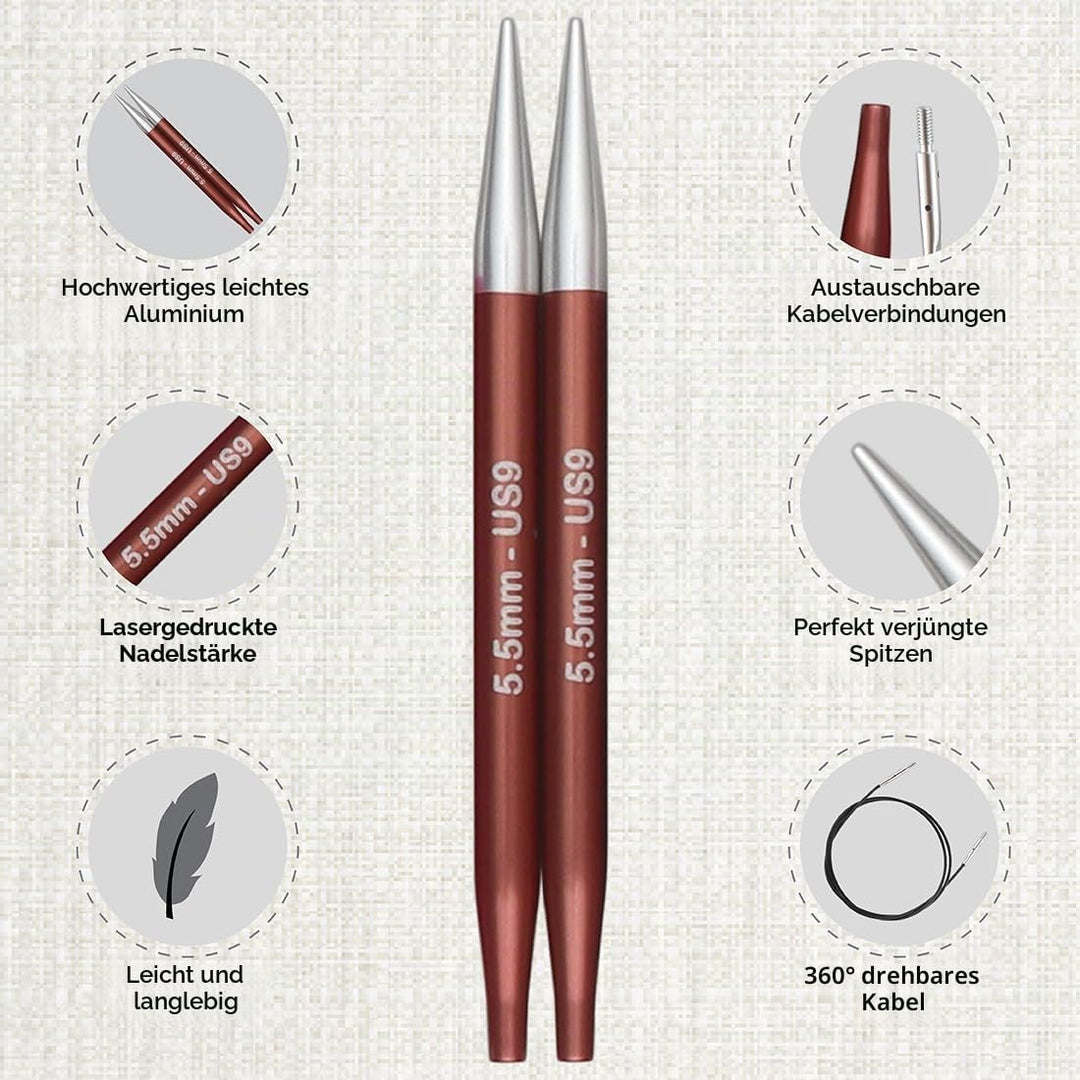 KnitPro Deluxe-Geschenkset – Zing austauschbare Rundstricknadeln (3,50–8,00 mm) mit Zubehör
