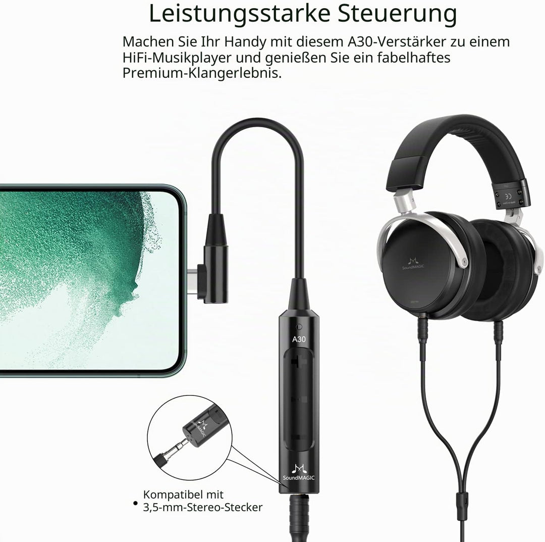 SoundMAGIC A30 Tragbarer Kopfhörerverstärker HiFi Stereo Kopfhörerverstärker Hhohe Auflösung DAC Ada