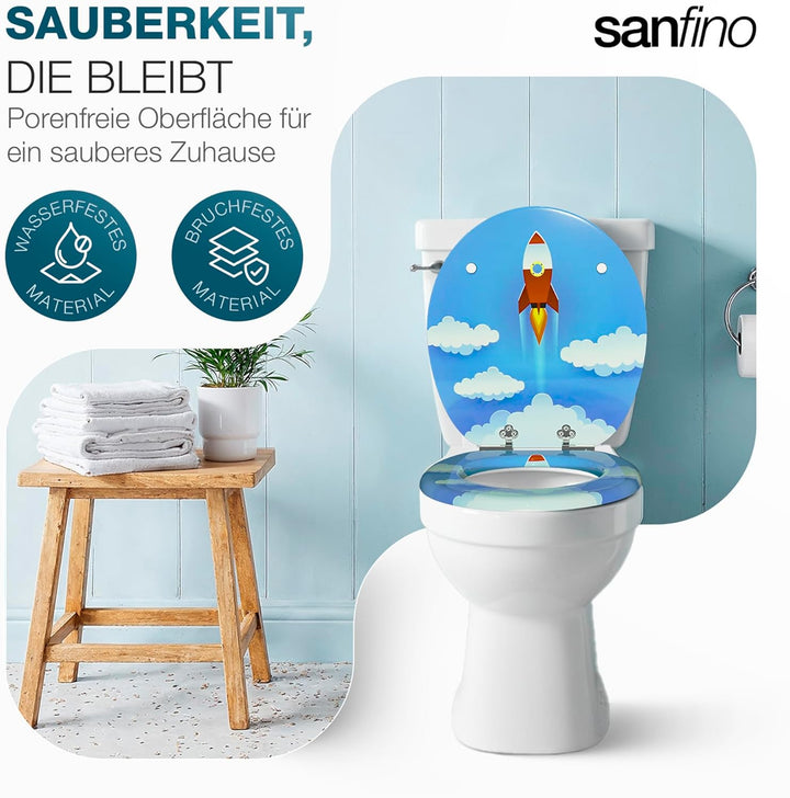 SANFINO® Premium WC Sitz mit Absenkautomatik – hochwertige Toilettendeckel aus Holz, viele bunte Mot