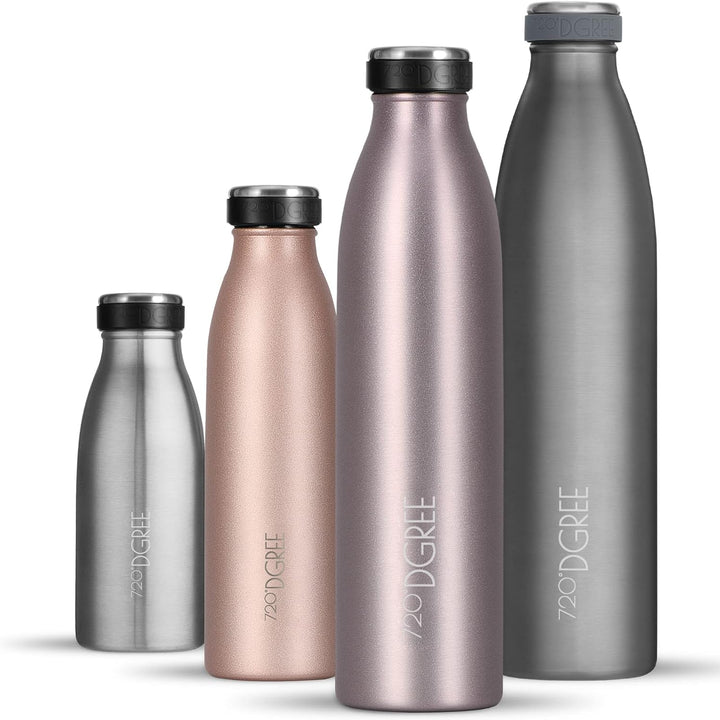 720°DGREE Edelstahl Trinkflasche “milkyBottle” - 750ml - BPA-Frei, Auslaufsicher, Kohlensäure geeign