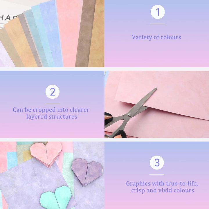 Scrapbook Papier Buntes 24 Blatt Bastelpapier mit Muster 30,5x30,5 cm Doppelseitiges Decoupage Papie