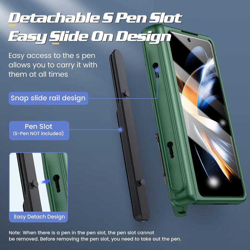 Doeshine Hülle für Samsung Galaxy Z Fold 4, Handyhülle mit Ständer & S Pen Slot, Ganzkörper Robuste