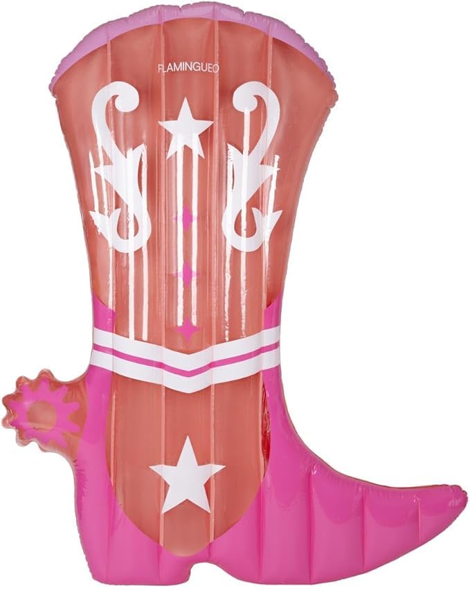 Flamingueo Luftmatratze Pool, Cowboy-Design, Extra Grösse, Doppelventil, PVC-Beständig, 151 x 182 x
