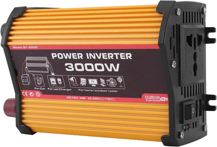 Qiilu Auto-Wechselrichter, Dual USB 300W Auto-Wechselrichter Auto-Stromrichter Modifizierter Sinusad