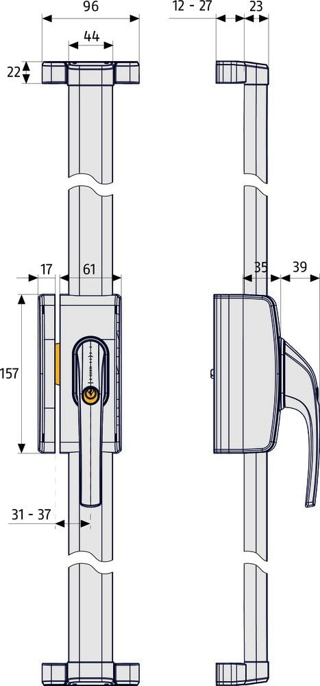 ABUS Fenster-Stangenschloss FOS650A AL0125 - Zusatzsicherung mit Alarm, ideal für hohe Fenster und F