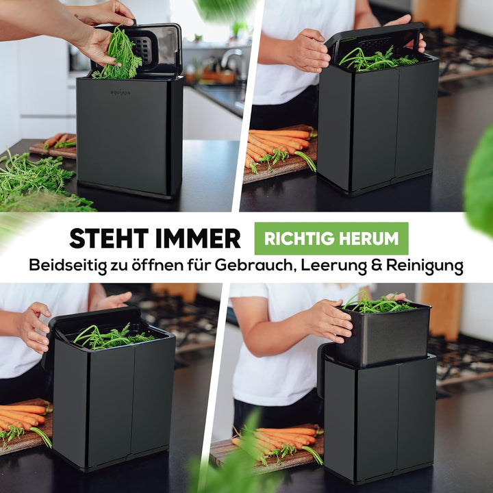 equipps Bio Mülleimer 6L | Komposteimer Küche für Bio Müll & Co | Mülleimer mit Geruchsfilter | Komp