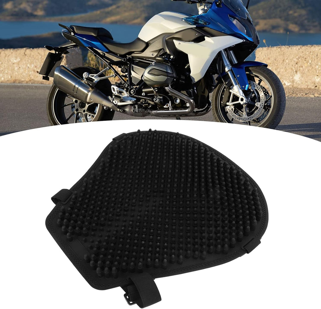 Motorrad-Gel-Sitzkissen, Universelle Abkühlung, Stossdämpfung, Druckentlastung, Schwarzer Sitzbezug