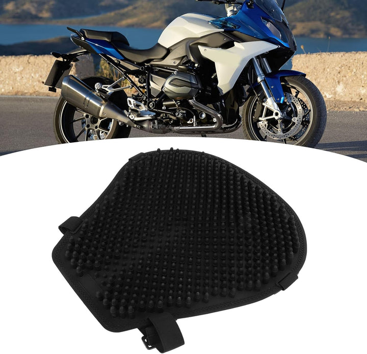 Motorrad-Gel-Sitzkissen, Universelle Abkühlung, Stossdämpfung, Druckentlastung, Schwarzer Sitzbezug