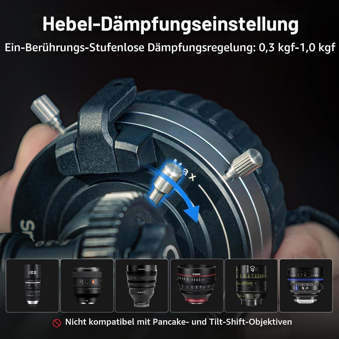 SMALLRIG Follow Focus F50 mit stufenloser dynamischer Dämpfungshebeleinstellung und A/B-Anschlägen,