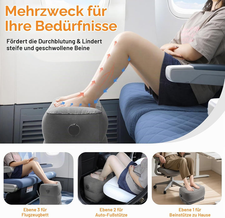 Maliton Flugzeug-Fussstütze, Aufblasbare Fussablage, Leicht Aufzublasen, mit Praktischer Tasche – Fü