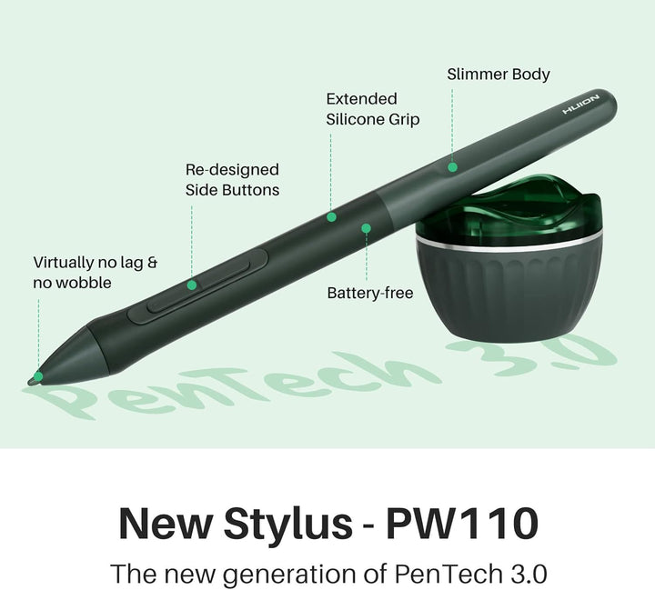 HUION Inspiroy 2 Medium Zeichen-Tablet mit Scrollrad, 8 individuellen Tasten, batteriebetriebenem Ei