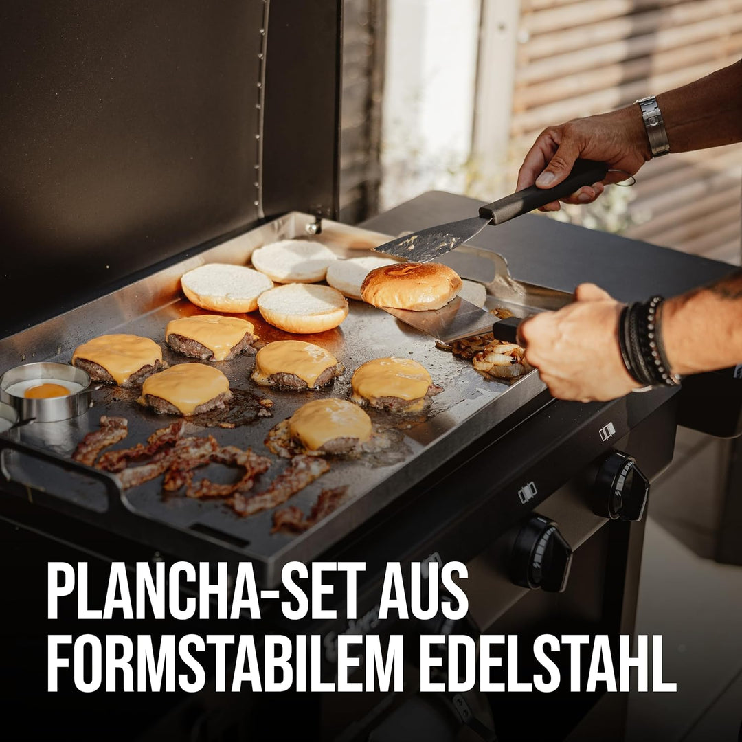 Enders® PLANCHA-Set inklusive Schaufel, Wender, Bürste, Spachtel, Edelstahlringen, Melting Dome und