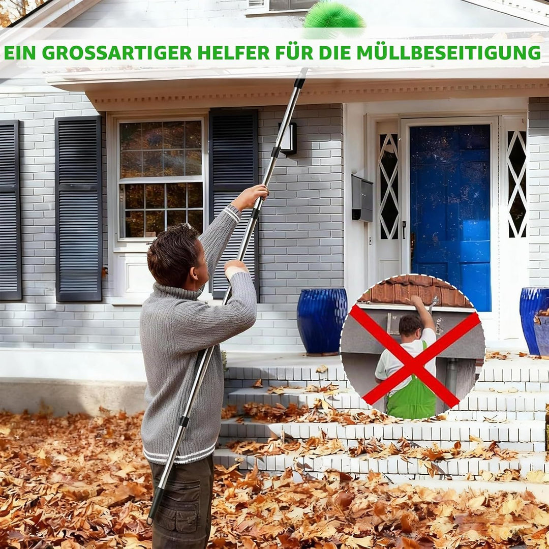 390cm Dachrinnenreiniger, Dachrinnenbürste und Reinigungslöffel Schaufel 2 in 1, Regenrinnen Reinige