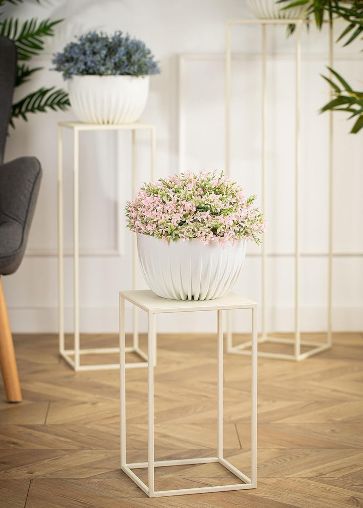 HowHomely Blumenständer Metall Cremefarben 40 cm Hoch - Solider und Robuster Blumenhocker Metall - P