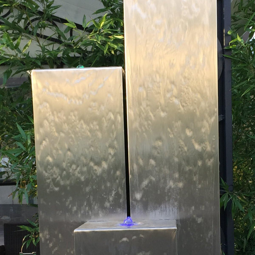 KÖHKO® Gartenbrunnen Tower Höhe 100 cm 26001 Springbrunnen mit Edelstahlbecken 100 CM Edelstahlbecke