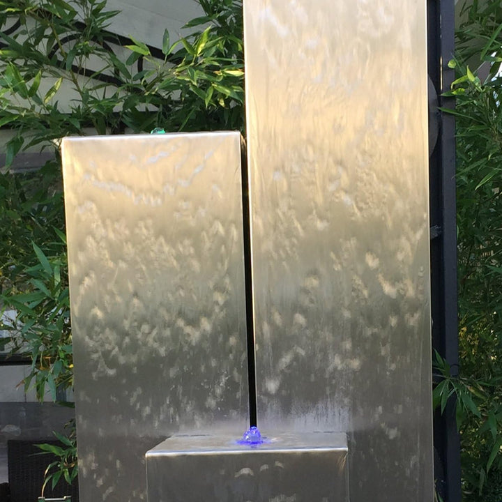 KÖHKO® Gartenbrunnen Tower Höhe 100 cm 26001 Springbrunnen mit Edelstahlbecken 100 CM Edelstahlbecke