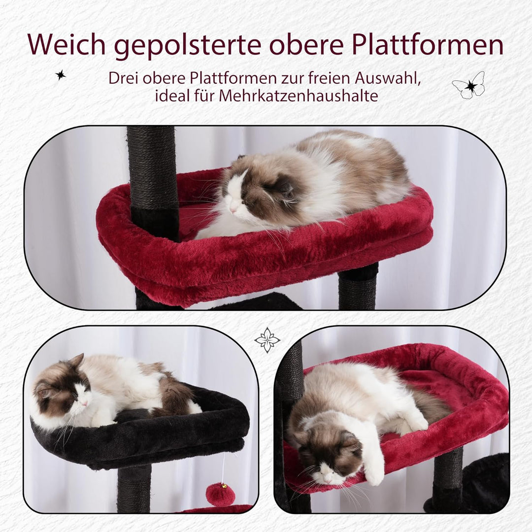 Hey-brother XXL Kratzbaum für gross Katzen, 180 cm hoch Stabil Katzenbaum mit rechts erweitert mit 3