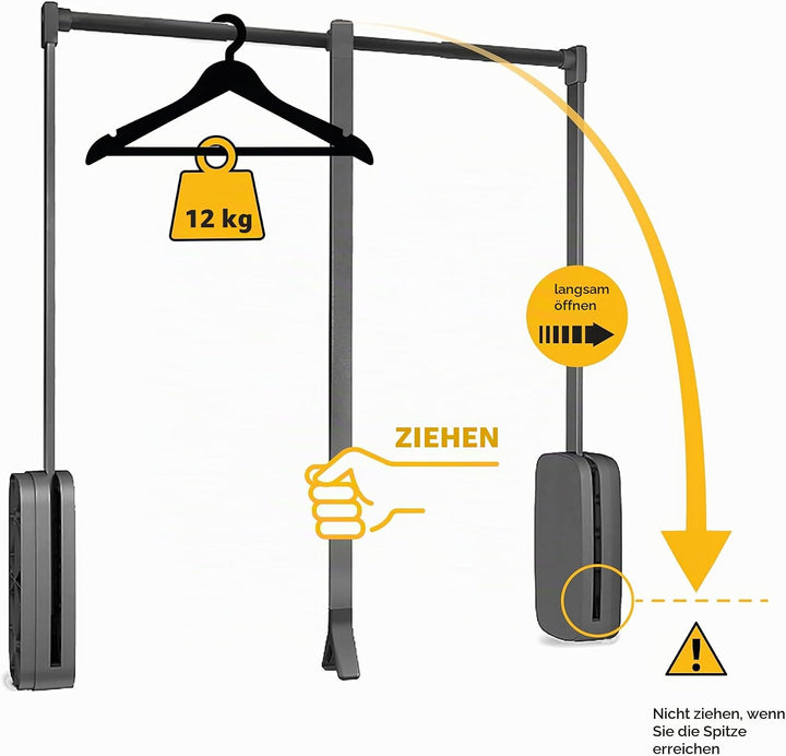 EMUCA Kleiderlift für Schrankbreite, kleiderschranklift, 830-1150mm breite regulierbar, Titanfarbe,